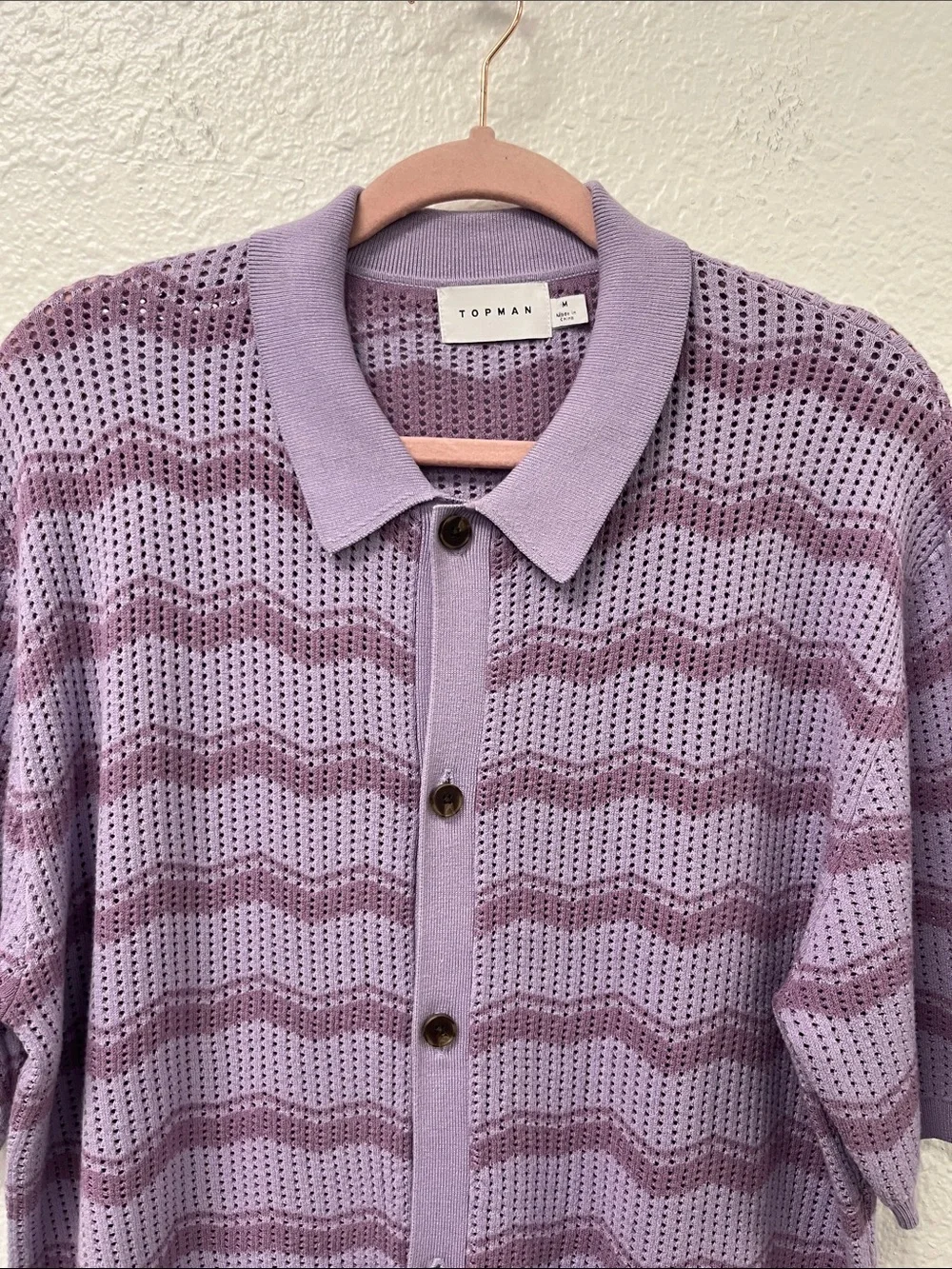 Topman Lilac Wave Knit Button-Up Cardigan ##1221